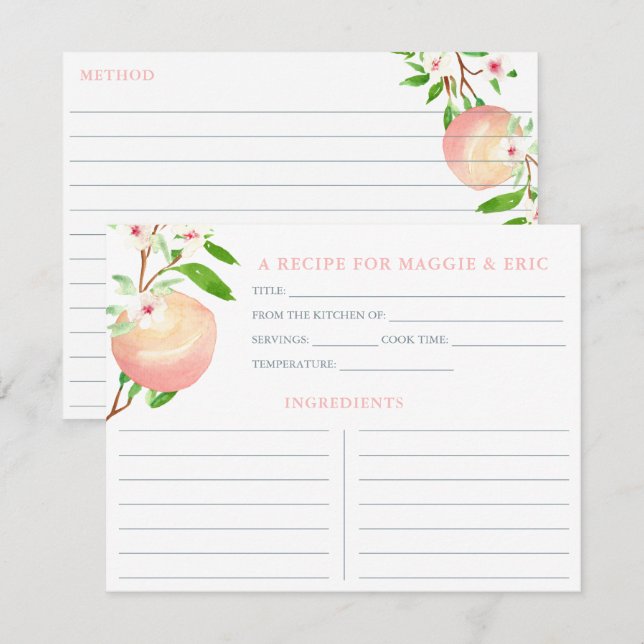 Invitación El Amor Es Dulce Como Una Receta De Ducha De Peach (Anverso / Reverso)