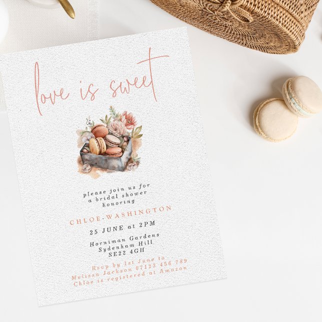 Invitación El amor es dulce Floral Macarons Bridal Shower (Subido por el creador)