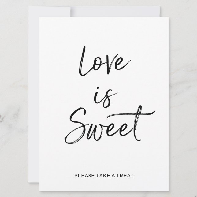 Invitación El Amor es Dulce Letrero | Estilo de Letra a Mano  (Anverso)