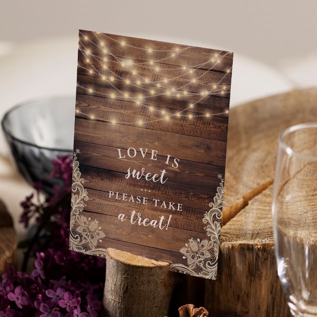 Invitación El amor es dulce | Rótulo Boda de luces de madera  (Sign Mock-up)