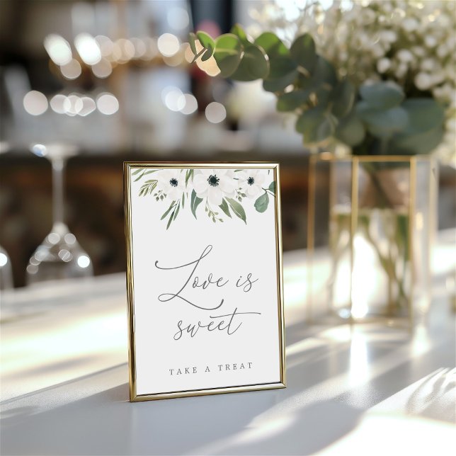 Invitación El amor es dulce sabio y eucalipto Tabletop Rótulo (Love is Sweet Sage & Eucalyptus Tabletop Sign)