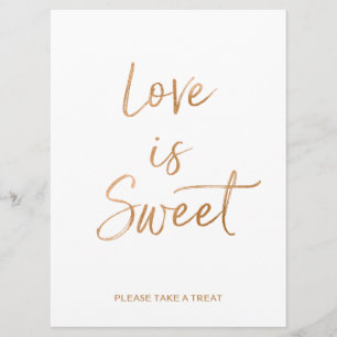 Invitación El amor es dulce señal   Estilizada rosa dorada co