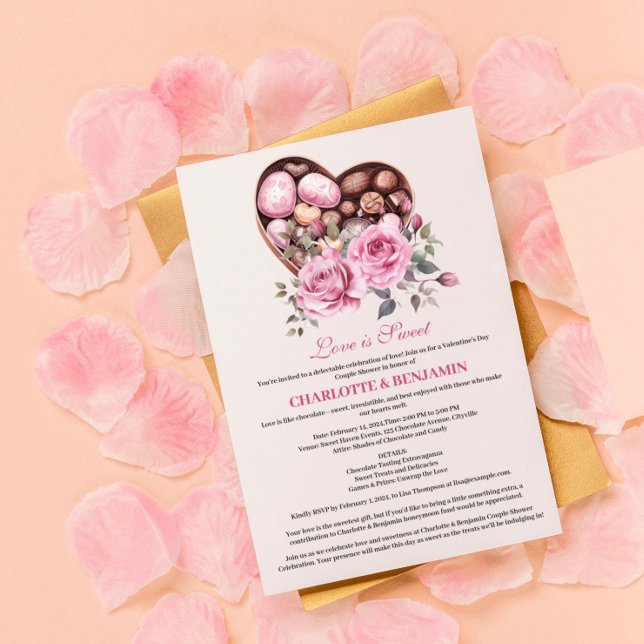 Invitación El amor es dulce tema de San Valentín para duchas  (Subido por el creador)