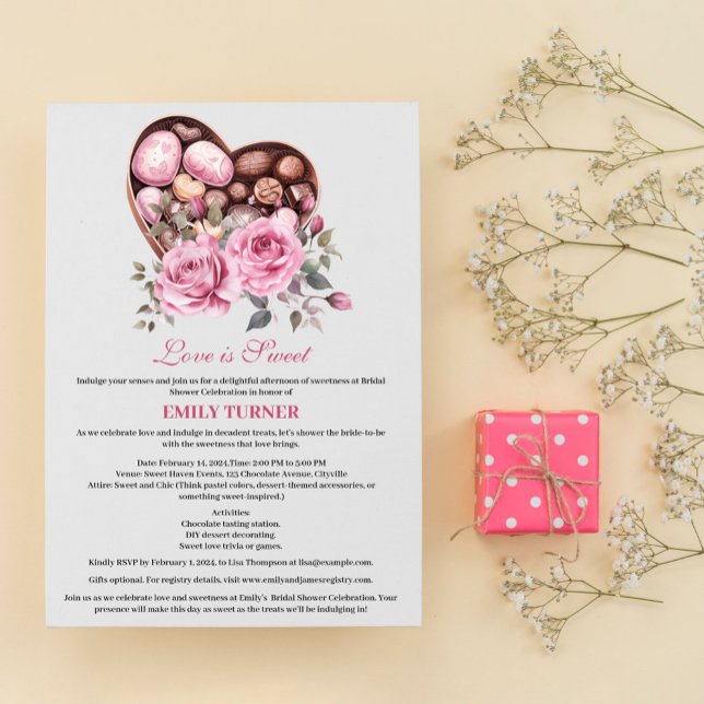 Invitación El amor es dulce Valentine Tema Ducha de novia (Subido por el creador)