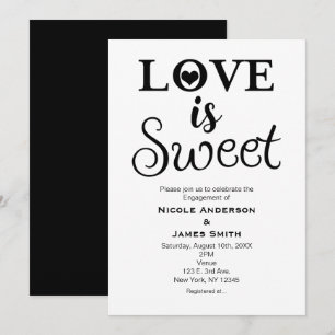 Invitación EL AMOR ES DULCE Vintage moderno negro y blanco