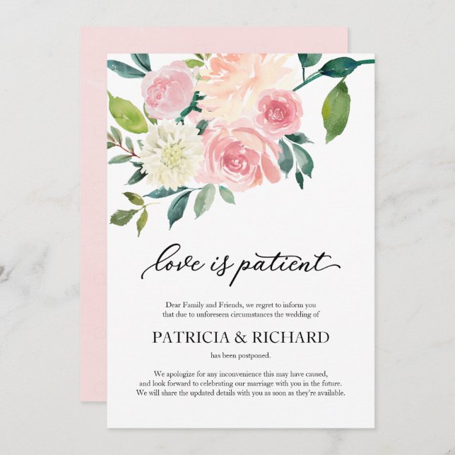 Invitación El amor es el aplazamiento del paciente de un Boda (Anverso / Reverso)