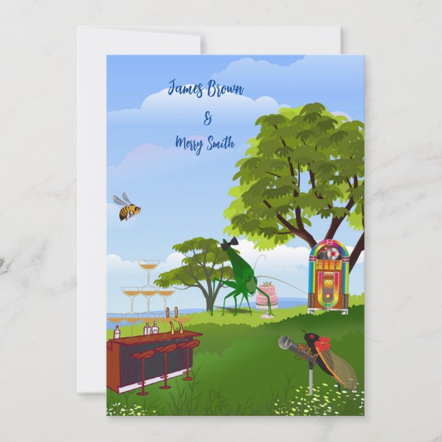 Invitación El amor es el boda de Meadow Serenade Cicadas (Anverso)