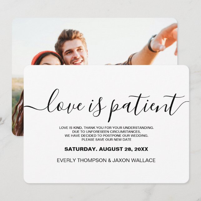 Invitación El amor es el paciente Personalizado Boda de foto  (Anverso / Reverso)