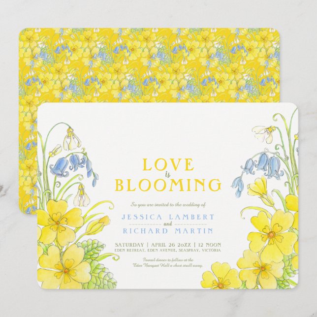 Invitación El amor es floreciente flor de primavera boda de a (Anverso / Reverso)