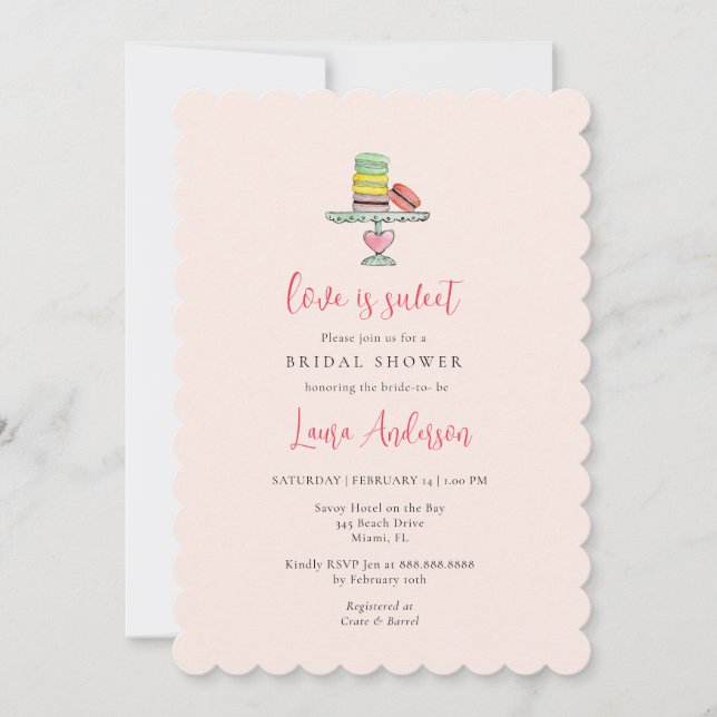 Invitación El amor es la ducha dulce de novias de Macaroon (Anverso)
