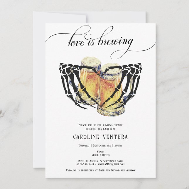 Invitación El amor es la elaboración de esqueletos manos Cerv (Anverso)