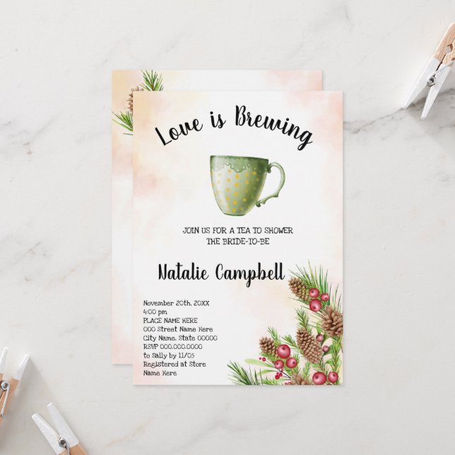 Invitación El amor es la elaboración de Navidades Tea Bridal  (Anverso/Reverso In Situ)