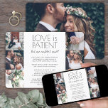 Invitación El amor es la recepción de la boda del paciente 7<br><div class="desc">Invitar a la familia y amigos a una recepción de bodas simplemente elegante con esta moderna y elegante invitación de collage de fotos "el amor es paciente, pero no pudimos esperar". Toda la redacción es simple de personalizar para cualquier celebración de recepción solamente, incluyendo un fiesta post-salida, ceremonia de renovación...</div>