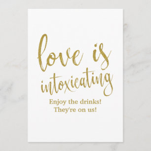 Invitación El amor es oro embriagador Señal de boda asequible