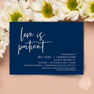 Invitación El amor es paciente, cambia la fecha de nuestro bo