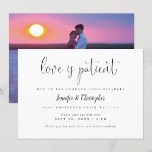 Invitación El Amor Es Paciente Foto de Bodas Pospuestas