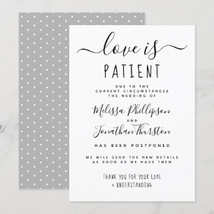 Invitación El Amor es Paciente Letra a Mano para Posponer Bod