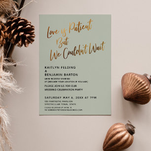 Invitación El amor es paciente pero no pudimos esperar Gold &