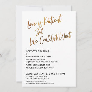 Invitación El amor es paciente pero no pudimos esperar Gold