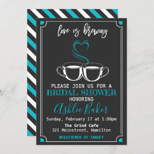 Invitación El amor es preparar café Chalkboard Turquoise