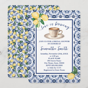 Invitación El amor es preparar café de ducha de novia mediter