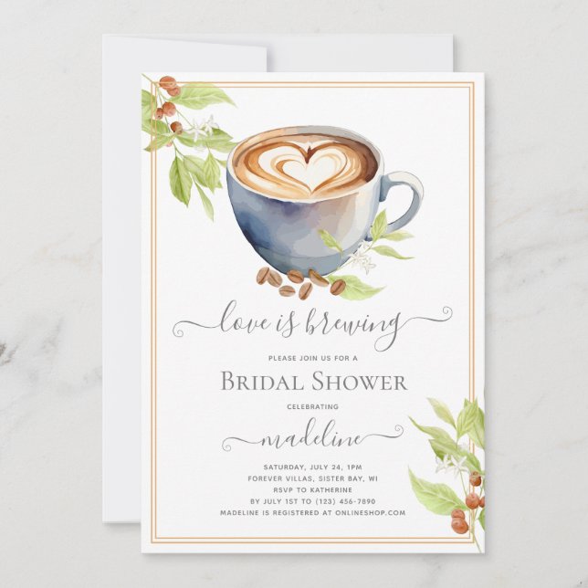 Invitación El amor es preparar café, ducha de novia (Anverso)