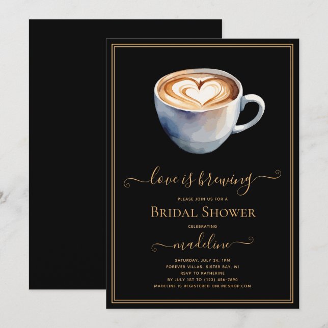 Invitación El amor es preparar café, ducha de novia (Anverso / Reverso)