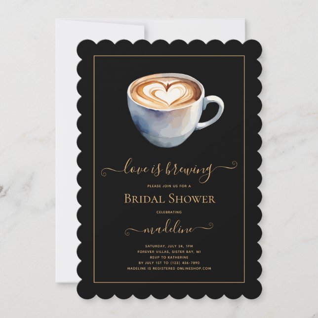 Invitación El amor es preparar café, ducha de novia (Anverso)