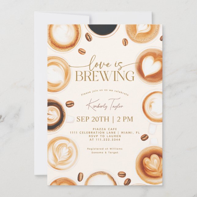 Invitación El amor es preparar café, ducha de novia (Anverso)