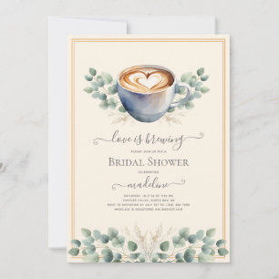 Invitación El amor es preparar café Eucalyptus Ducha de novia