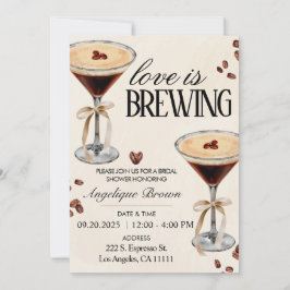 Invitación El amor es preparar café, la ducha de novia es un 
