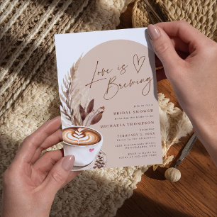 Invitación El amor es preparar café Pampas ducha de novias