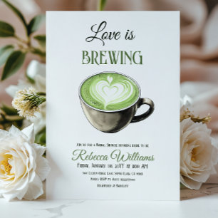 Invitación El amor es producir café Tema Matcha Ducha Bridal
