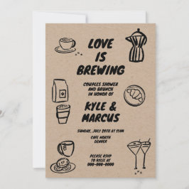 Invitación El amor es producir café Tema Pareja Ducha Brunch
