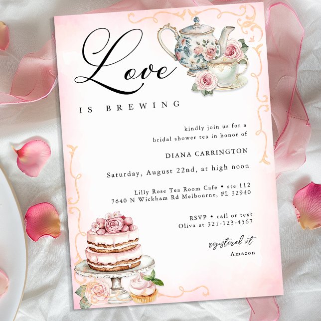 Invitación El amor es producir ducha de novia - Fiesta de té  (Bridal Shower Invite)