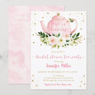 Invitación El amor es producir Fiesta de té de oro rosado  du