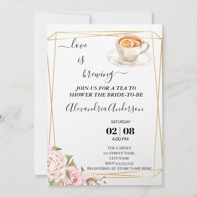 Invitación El amor es producir Rosas de flores de ducha de no (Anverso)