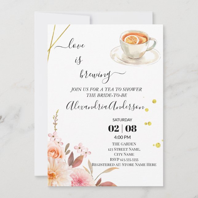 Invitación El amor es producir Rosas de flores de ducha de no (Anverso)