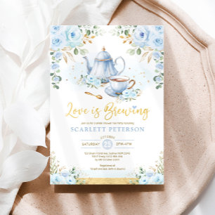 Invitación El amor es producir suave flores azules Té de duch