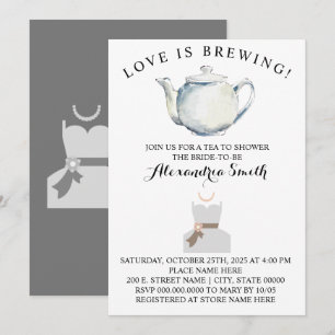 Invitación El amor es producir té en la ducha de novias