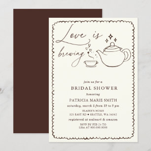 Invitación El amor es producir té en la ducha de novias