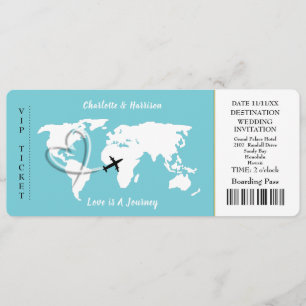 Invitación El amor es un viaje de Boda del Mapa Mundial