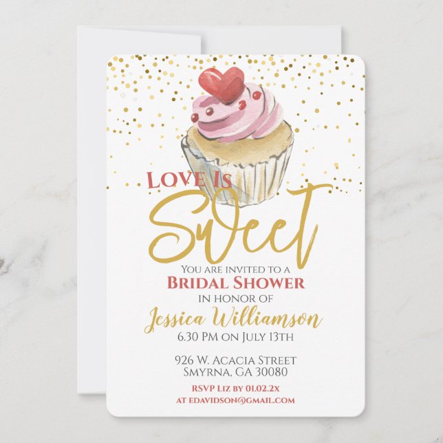 Invitación El amor es una ducha dulce de novia (Anverso)
