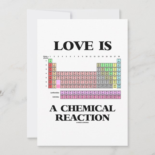Invitación El amor es una reacción química (la tabla (Anverso)