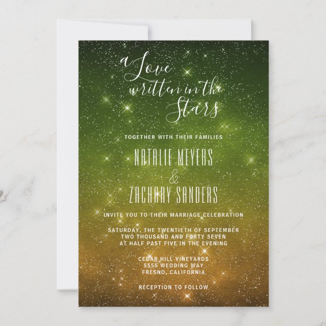 Invitación El amor escrito en el Boda de la galaxia de las es (Anverso)