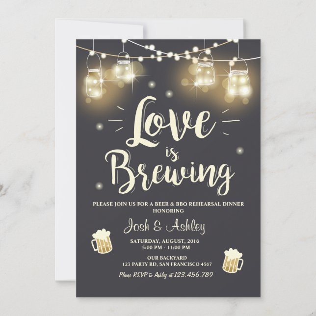 Invitación El amor está elaborando cerveza la ducha nupcial (Anverso)