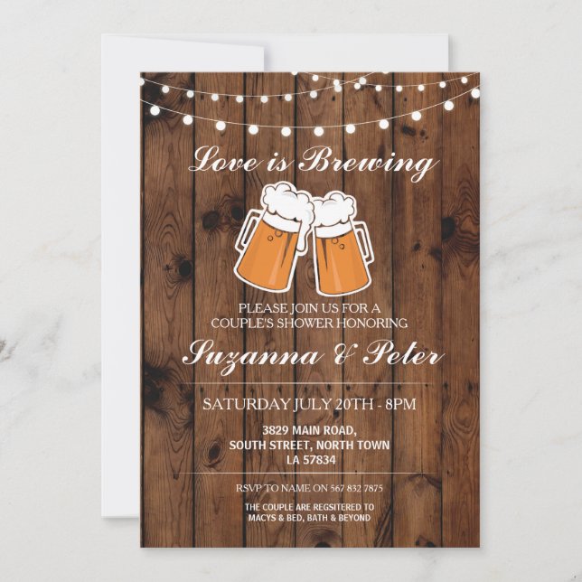 Invitación El amor está elaborando cerveza las cervezas que (Anverso)