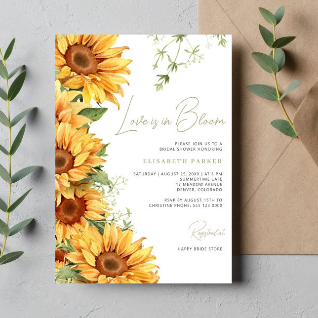Invitación El amor está en Bloom Boho sunflower novia ducha (Subido por el creador)