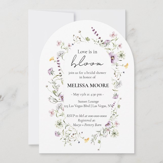 Invitación El Amor Está En Bloom Bridal Shower Arch Invitació (Anverso)