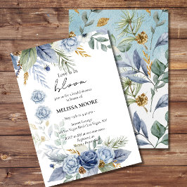 Invitación El Amor Está En Bloom Bridal Shower Flor Azul Polv